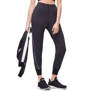 Good American Women's Electric Feel Jogger Sweatpants Black White Piping 2 (M)
